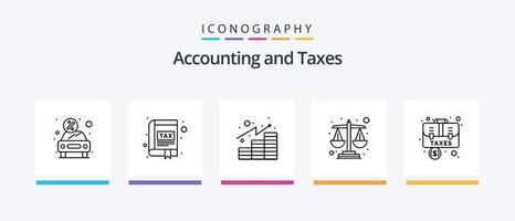 pack d'icônes de la ligne 5 des taxes, y compris le présent. de l'argent. bancaire. finance. impôt. conception d'icônes créatives vecteur