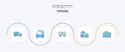 pack d'icônes de 5 véhicules bleus, y compris un camion. logistique. Véhicules. livraison. chariot élévateur vecteur