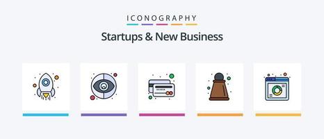 startups et nouveau pack d'icônes remplies de 5 secteurs d'activité, y compris atm. se développer. réalisation. finance. en espèces. conception d'icônes créatives vecteur