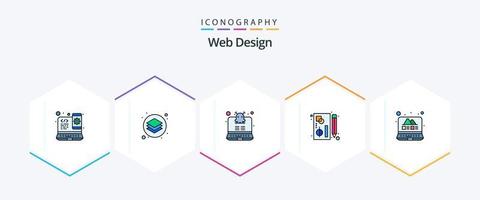 conception de sites Web 25 pack d'icônes fillline comprenant une photo. outils. outils. stylo. Éditer vecteur