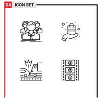 pack d'icônes vectorielles stock de 4 signes et symboles de ligne pour la présentation de l'équipe d'accident de groupe crash éléments de conception vectoriels modifiables vecteur