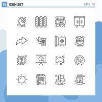 symboles d'icônes universels groupe de 16 contours modernes d'éléments de conception vectoriels modifiables de panneau de signalisation de meubles de flèche vecteur