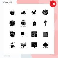 ensemble de 16 symboles d'icônes d'interface utilisateur modernes signes de consultation géographie vers le bas éducation pentacle éléments de conception vectoriels modifiables vecteur