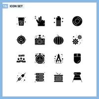 ensemble de 16 symboles d'icônes d'interface utilisateur modernes signes pour les dispositifs de gadget d'énergie matérielle de but éléments de conception vectoriels modifiables vecteur