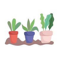 jardinage, plantes en pot dans le style d'icône isolé au sol vecteur