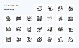 pack d'icônes de 25 lignes de motivation vecteur