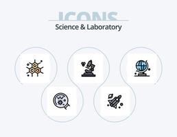 pack d'icônes remplies de ligne scientifique 5 conception d'icônes. . loupe. des arbres. laboratoire. la science vecteur