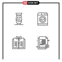 ligne d'interface mobile ensemble de 4 pictogrammes d'éléments de conception vectoriels modifiables par le droit d'auteur de la machine à laver en céramique vecteur