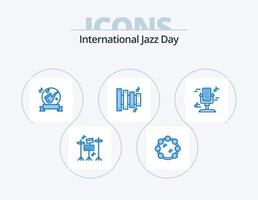 pack d'icônes bleues de la journée internationale du jazz 5 conception d'icônes. du son. microphone. musique. l'audio. équipement vecteur