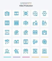 production vidéo créative 25 pack d'icônes bleues telles que le panneau de clapet. cinématographie. . battant d'action. voir vecteur