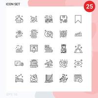 ensemble moderne de 25 lignes et symboles tels que des éléments de conception vectoriels modifiables d'étiquette de boîte de nourriture vecteur