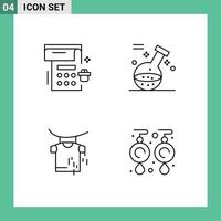 ensemble de 4 symboles d'icônes d'interface utilisateur modernes signes pour le séchage du calendrier boucles d'oreilles de potion de fête éléments de conception vectoriels modifiables vecteur