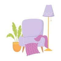 lampe de couverture de chaise vivante et style d'icône isolé plante vecteur