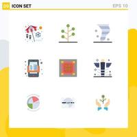 interface mobile ensemble de 9 pictogrammes d'éléments de conception vectoriels modifiables de vent mobile air créatif en ligne vecteur