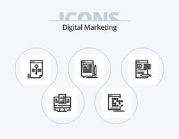 pack d'icônes de ligne de marketing numérique 5 conception d'icônes. Entreprise. lancement. équipe. en pensant. la pensée créative vecteur