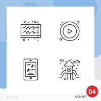 ensemble moderne de 4 couleurs et symboles plats remplis tels que le volume multimédia audio jouer des éléments de conception vectoriels modifiables par téléphone vecteur