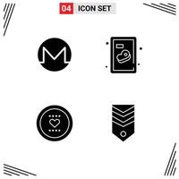 ensemble de 4 pack de glyphes solides commerciaux pour monero comme des éléments de conception vectoriels modifiables de romance de steak de monnaie crypto vecteur