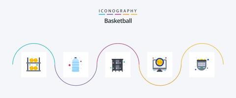 pack d'icônes plat 5 de basket-ball, y compris le match. Jeu. sport. basketball. sport vecteur