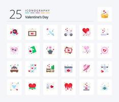 pack d'icônes de couleur plate saint valentin 25 comprenant le coeur. couple. romantique. vélo. l'amour vecteur