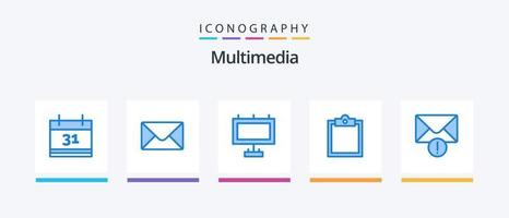 pack d'icônes multimédia bleu 5 comprenant. amortir. poster. conception d'icônes créatives vecteur
