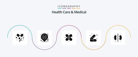 soins de santé et pack d'icônes de glyphe médical 5, y compris la santé. médicaments. se soucier. santé. se soucier vecteur