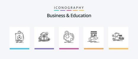 pack d'icônes business et education line 5, y compris la présentation. analytique. Éditer. pièces de monnaie. de l'argent. conception d'icônes créatives vecteur