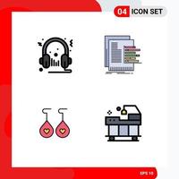 ensemble de 4 couleurs plates vectorielles remplies sur la grille pour l'évaluation des écouteurs données multimédia amour éléments de conception vectoriels modifiables vecteur