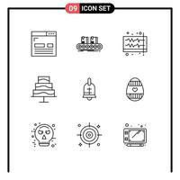 pack d'icônes vectorielles stock de 9 signes et symboles de ligne pour les éléments de conception vectoriels modifiables de son d'onde d'usine d'éditeur de photos vecteur