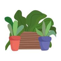 jardinage, plantes en pot décoration style icône isolé nature vecteur