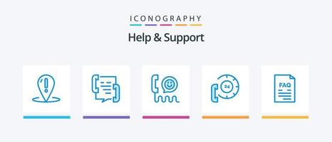 aide et support du pack d'icônes bleu 5, y compris le fichier. prendre contact. aider. aider. la communication. conception d'icônes créatives vecteur