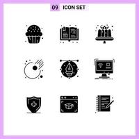 ensemble de 9 symboles d'icônes d'interface utilisateur modernes signes pour la conception météore passe-temps astronomie bonbons éléments de conception vectoriels modifiables vecteur