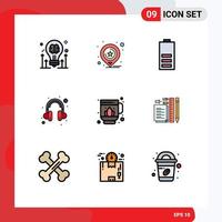 9 icônes créatives signes et symboles modernes de jag aident les éléments de conception vectoriels modifiables de l'énergie du casque d'affaires vecteur