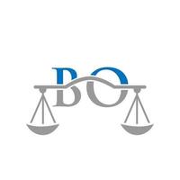 lettre bo création de logo de cabinet d'avocats pour avocat, justice, avocat, juridique, service d'avocat, cabinet d'avocats, échelle, cabinet d'avocats, avocat d'entreprise vecteur