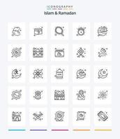 pack d'icônes de contour créatif islam et ramadan 25 tel que cadeau. temps. islamique. Ramadan. jeûne vecteur