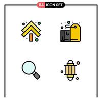 groupe de 4 signes et symboles de couleurs plates remplies pour le verre à flèche double cadeau grossissant des éléments de conception vectoriels modifiables vecteur