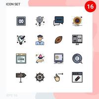 ensemble de 16 symboles d'icônes d'interface utilisateur modernes signes pour la notification de gestion bonbons attention bulle éléments de conception vectoriels créatifs modifiables vecteur