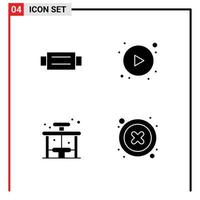 interface utilisateur pack de 4 glyphes solides de base d'accessoires bouton homme bus annuler les éléments de conception vectoriels modifiables vecteur