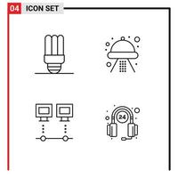 4 icônes créatives signes et symboles modernes de dispositifs d'économie d'énergie artisanat ufo pc éléments de conception vectoriels modifiables vecteur