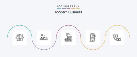 pack d'icônes de la ligne d'affaires moderne 5, y compris la dette. accumulation. avoir pour but. investissement. montagnes vecteur