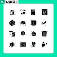 16 icônes créatives signes et symboles modernes de la définition des éléments de conception vectoriels modifiables du bloc-notes de classeur web vecteur