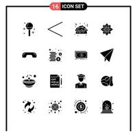 symboles d'icônes universels groupe de 16 glyphes solides modernes de raccrocher taco décoration chinoise éléments de conception vectoriels modifiables vecteur