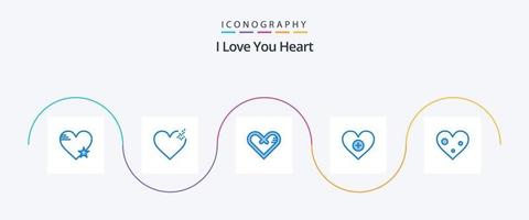 pack d'icônes coeur bleu 5 comprenant coeur. cœur. cœur. aimer. surprendre vecteur