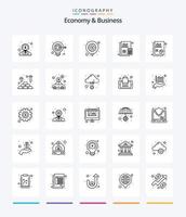 économie créative et affaires 25 pack d'icônes de contour tel qu'un document. finance. accessibilité. document. comptabilité vecteur
