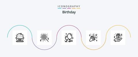 pack d'icônes de la ligne d'anniversaire 5, y compris la fête de la main. date d'anniversaire. date d'anniversaire. fête. célébrer vecteur