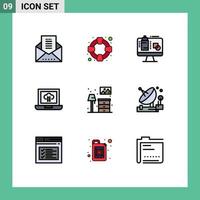 ensemble de 9 symboles d'icônes d'interface utilisateur modernes signes pour écran de vie forfaitaire maison ordinateur portable éléments de conception vectoriels modifiables vecteur