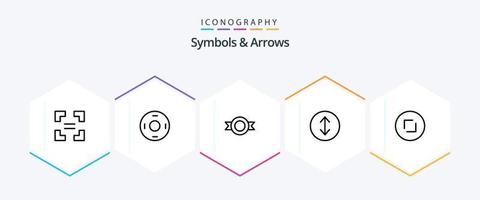 symboles et flèches pack d'icônes de 25 lignes comprenant. Zoom. logo. agrandir. flèches vecteur