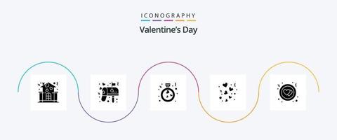 pack d'icônes glyphe 5 de la saint-valentin comprenant un cercle. valentines. cœur. l'amour. journée vecteur
