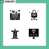 ensemble de 4 symboles d'icônes d'interface utilisateur modernes signes pour l'argent christ asset server repère éléments de conception vectoriels modifiables vecteur