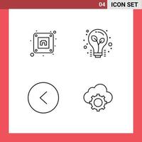 4 icônes créatives signes et symboles modernes de conseils d'ampoule électrique gauche nuage éléments de conception vectoriels modifiables vecteur