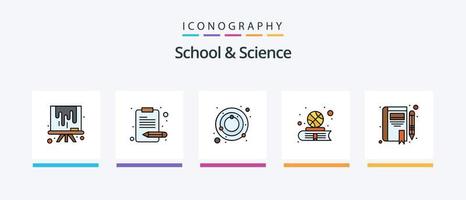 l'école et la ligne scientifique ont rempli un pack de 5 icônes, y compris la lecture. étudier. livre. l'école. calendrier. conception d'icônes créatives vecteur